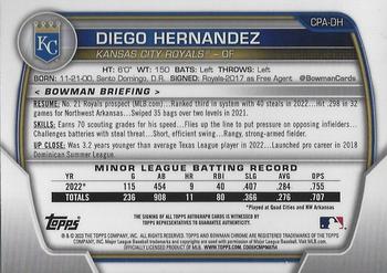 2023 Bowman - Chrome Prospect Autographs #CPA-DH Diego Hernandez Back