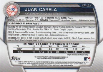 2023 Bowman - Chrome Prospect Autographs #CPA-JCA Juan Carela Back