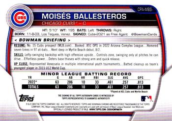 2023 Bowman - Chrome Prospect Autographs #CPA-MBS Moises Ballesteros Back