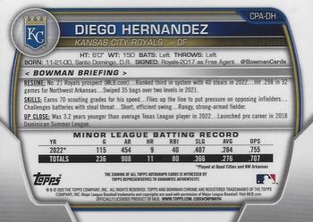 2023 Bowman - Chrome Prospect Autographs Refractor #CPA-DH Diego Hernandez Back