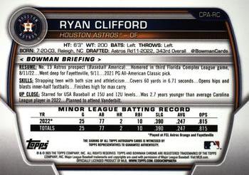 2023 Bowman - Chrome Prospect Autographs Speckle Refractor #CPA-RC Ryan Clifford Back