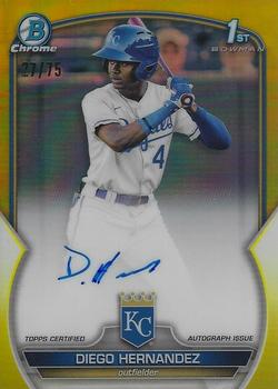 2023 Bowman - Chrome Prospect Autographs Yellow Refractor #CPA-DH Diego Hernandez Front
