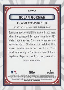 2023 Bowman - Rookie of the Year Favorites #ROYF-5 Nolan Gorman Back