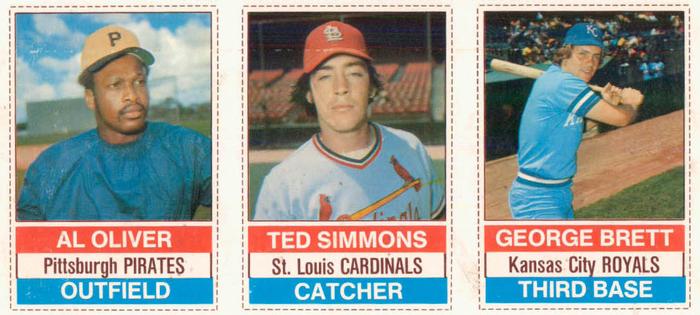 1976 Hostess - Panels Brown Back #112-114 Al Oliver / Ted Simmons / George Brett Front