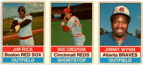 1976 Hostess - Panels Brown Back #127-129 Jim Rice / Dave Concepcion / Jimmy Wynn Front