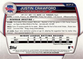 2023 Bowman - Chrome Prospects #BCP-3 Justin Crawford Back