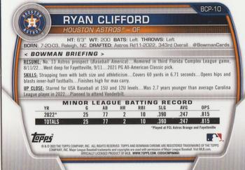 2023 Bowman - Chrome Prospects #BCP-10 Ryan Clifford Back