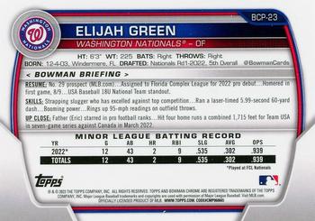 2023 Bowman - Chrome Prospects #BCP-23 Elijah Green Back