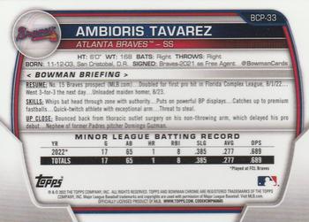 2023 Bowman - Chrome Prospects #BCP-33 Ambioris Tavarez Back