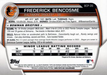 2023 Bowman - Chrome Prospects #BCP-35 Frederick Bencosme Back