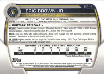 2023 Bowman - Chrome Prospects #BCP-41 Eric Brown Jr. Back