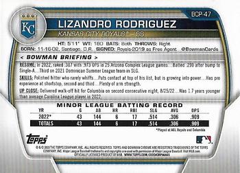 2023 Bowman - Chrome Prospects #BCP-47 Lizandro Rodriguez Back