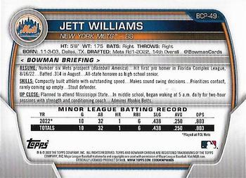 2023 Bowman - Chrome Prospects #BCP-49 Jett Williams Back