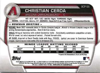 2023 Bowman - Chrome Prospects #BCP-56 Christian Cerda Back