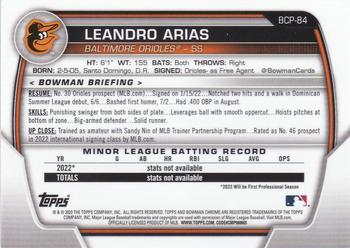 2023 Bowman - Chrome Prospects #BCP-84 Leandro Arias Back
