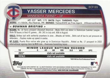 2023 Bowman - Chrome Prospects #BCP-99 Yasser Mercedes Back