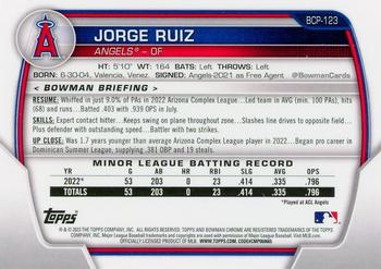 2023 Bowman - Chrome Prospects #BCP-123 Jorge Ruiz Back