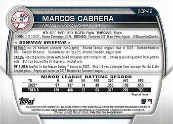 2023 Bowman - Chrome Prospects Speckle Refractor #BCP-46 Marcos Cabrera Back