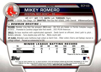 2023 Bowman - Chrome Prospects Purple RayWave Refractor #BCP-69 Mikey Romero Back
