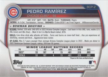 2023 Bowman - Chrome Prospects RayWave Blue Refractor #BCP-2 Pedro Ramírez Back