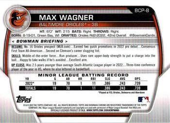 2023 Bowman - Chrome Prospects Grass Green Refractor #BCP-8 Max Wagner Back
