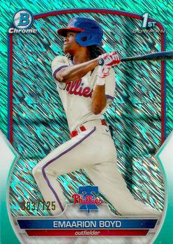 2023 Bowman - Chrome Prospects Green Shimmer Refractor #BCP-128 Emaarion Boyd Front