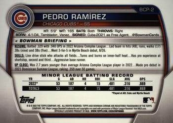 2023 Bowman - Chrome Prospects Orange Shimmer Refractor #BCP-2 Pedro Ramírez Back