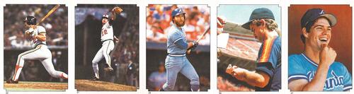 1984 Topps Stickers - Test Strips #21 / 22 / 27 / 29 / 64 1983 World Series / 1983 World Series / Glenn Hubbard / Dickie Thon / Dale Murphy Front