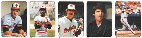 1984 Topps Stickers - Test Strips #163 / 203 / 204 / 205 / 207 Cal Ripken / Eddie Murray / Gary Roenicke / Scott McGregor / Darrell Evans Front