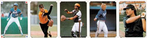 1984 Topps Stickers - Test Strips #30 / 129 / 132 / 304 / 385 Darryl Strawberry / Kent Tekulve / Tony Peña / Bob Horner / Tom Brunansky Front