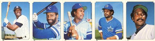 1984 Topps Stickers - Test Strips #217 / 277 / 280 / 320 / 343 Don Baylor / Willie Wilson / Frank White / Dave Henderson / Jim Rice Front