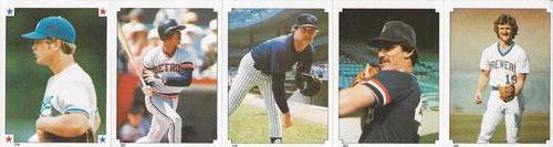 1984 Topps Stickers - Test Strips #263 / 267 / 295 / 316 / 376 Greg Brock / Lou Whitaker / Rich Gossage / Jack Morris / Robin Yount Front