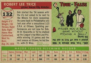 1955 Topps #132 Bob Trice Back