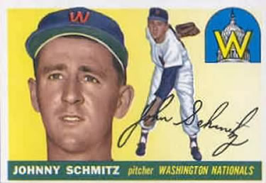 1955 Topps #159 Johnny Schmitz Front