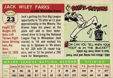 1955 Topps #23 Jack Parks Back