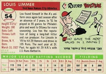 1955 Topps #54 Lou Limmer | Trading Card Database