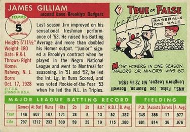 1955 Topps #5 Jim Gilliam Back