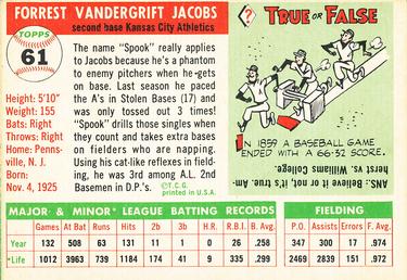 1955 Topps #61 Spook Jacobs Back