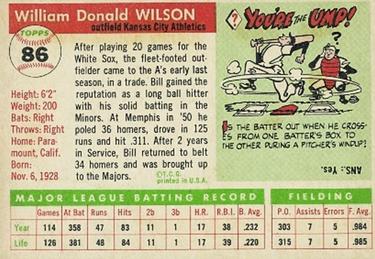 1955 Topps #86 Bill Wilson Back