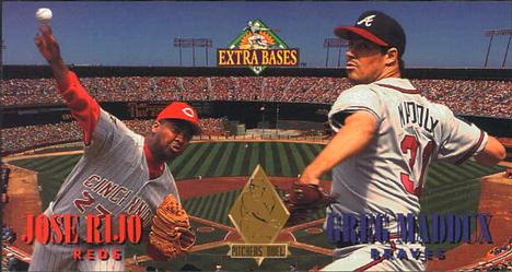 1994 Fleer Extra Bases - Pitcher's Duel #M7 Jose Rijo / Greg Maddux Front