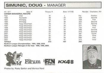 2005 Fargo-Moorhead Redhawks #NNO Doug Simunic Back