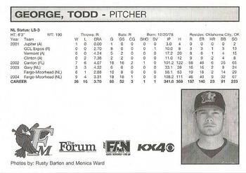 2005 Fargo-Moorhead Redhawks #NNO Todd George Back