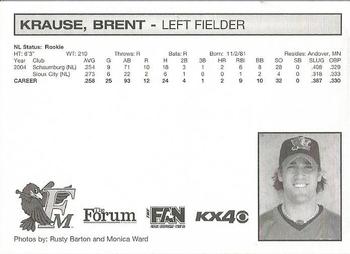 2005 Fargo-Moorhead Redhawks #NNO Brent Krause Back