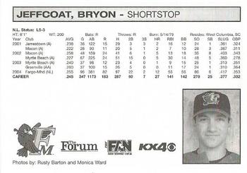 2005 Fargo-Moorhead Redhawks #NNO Bryon Jeffcoat Back