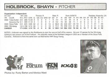 2005 Fargo-Moorhead Redhawks #NNO Shayn Holbrook Back