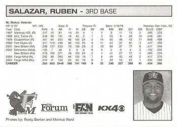 2005 Fargo-Moorhead Redhawks #NNO Ruben Salazar Back