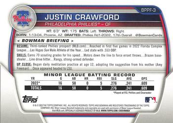 2023 Bowman 1st Edition #BPPF-3 Justin Crawford Back