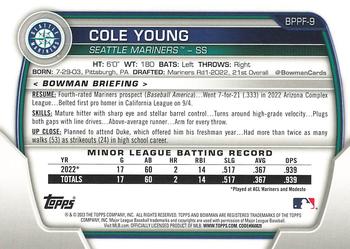 2023 Bowman 1st Edition #BPPF-9 Cole Young Back