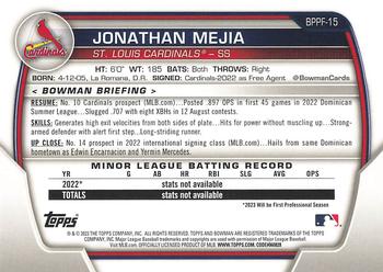 2023 Bowman 1st Edition #BPPF-15 Jonathan Mejia Back