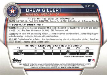 2023 Bowman 1st Edition #BPPF-16 Drew Gilbert Back